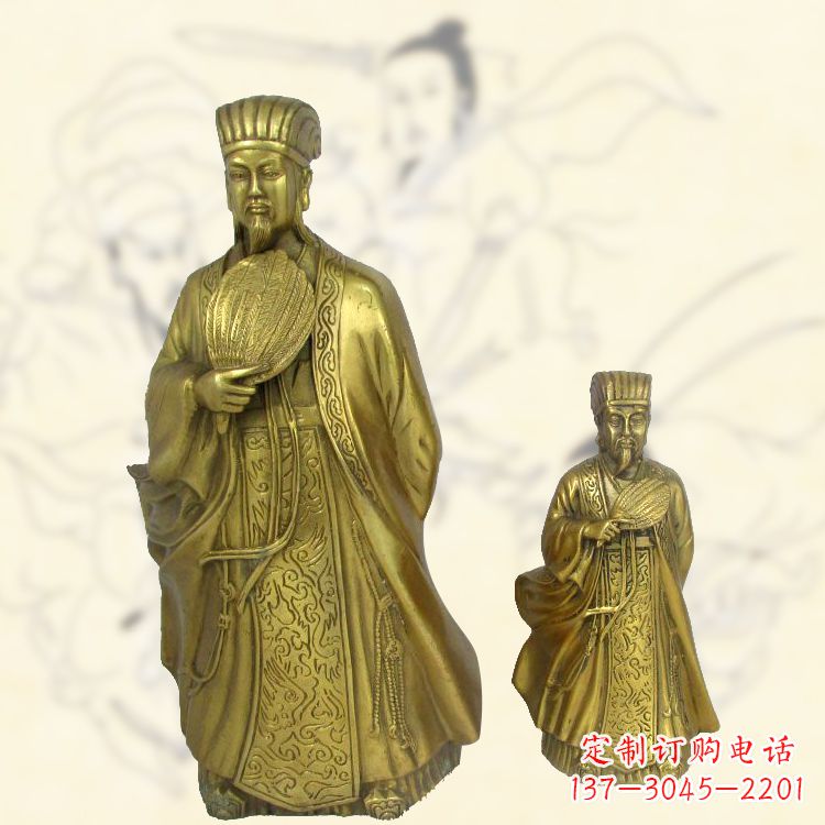 郴州铜雕名人诸葛亮雕像-纯铜铸造三国人物雕塑
