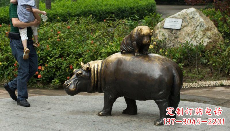 郴州铜雕母子河马