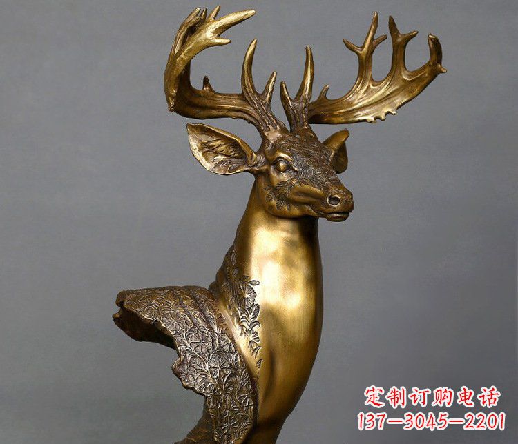 郴州铜雕如意铜鹿头摆件