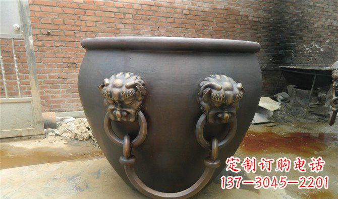 郴州铜雕水缸寺庙景观雕塑_2