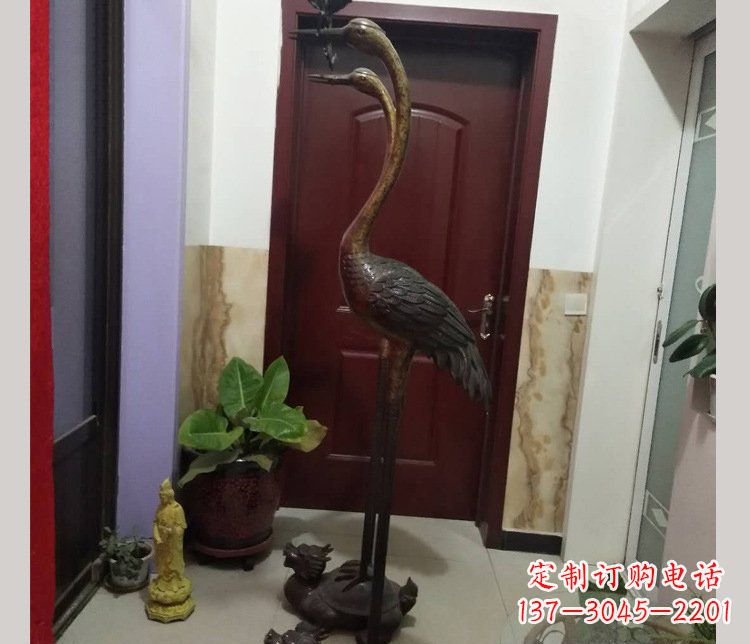 郴州铜雕仙鹤踩龟雕塑摆件 (2)