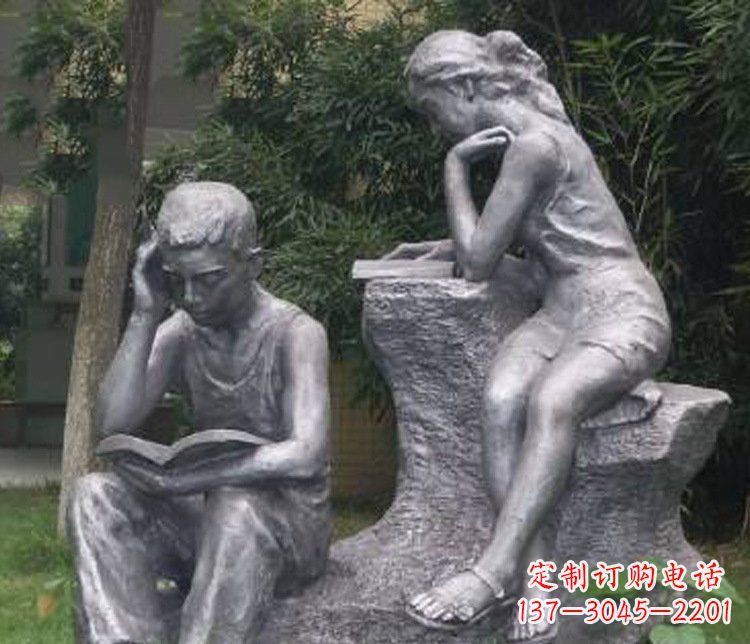 郴州铜雕校园读书学生摆件