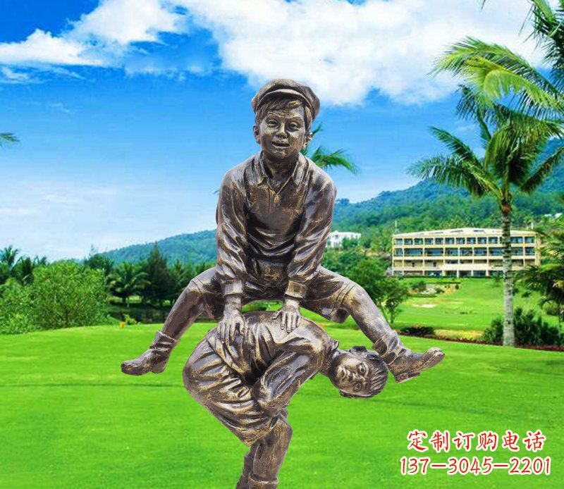 郴州铜雕园林玩游戏儿童雕塑