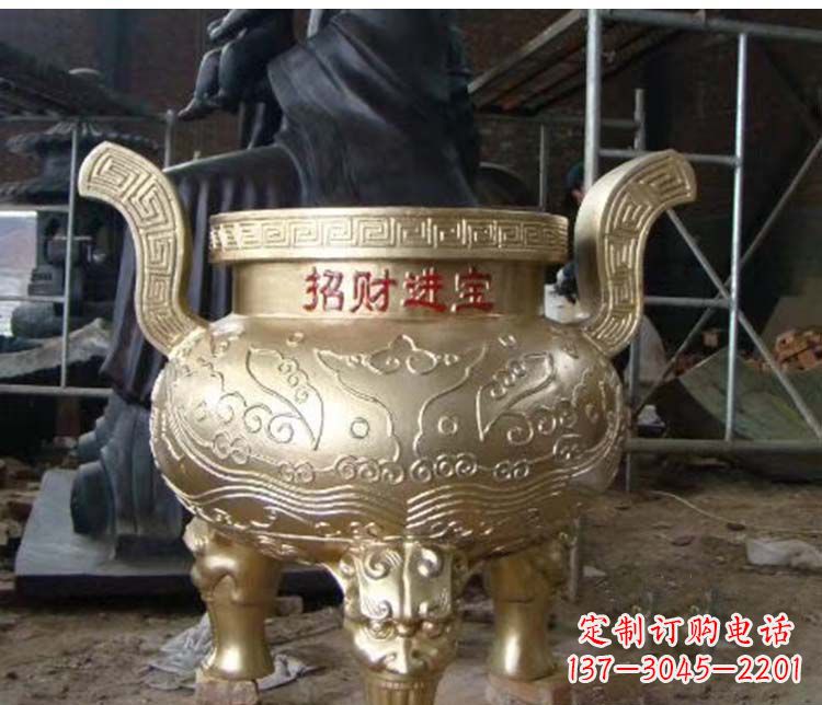 郴州铜雕招财进宝圆形香炉