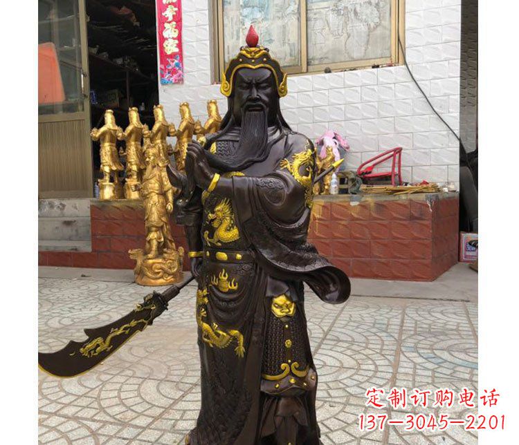 郴州铜雕镇宅关公寺庙神像雕塑摆件 (2)