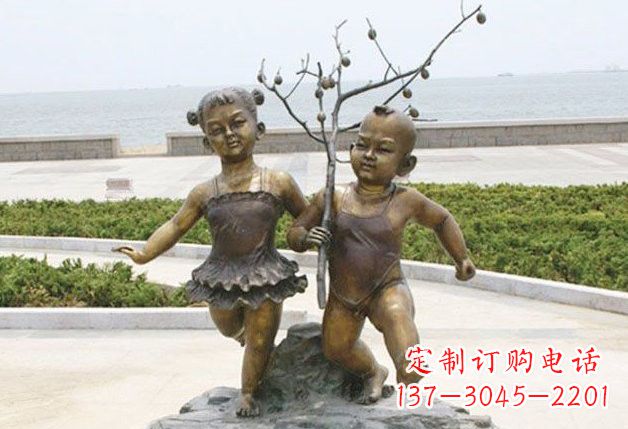 郴州玩耍的儿童铜雕