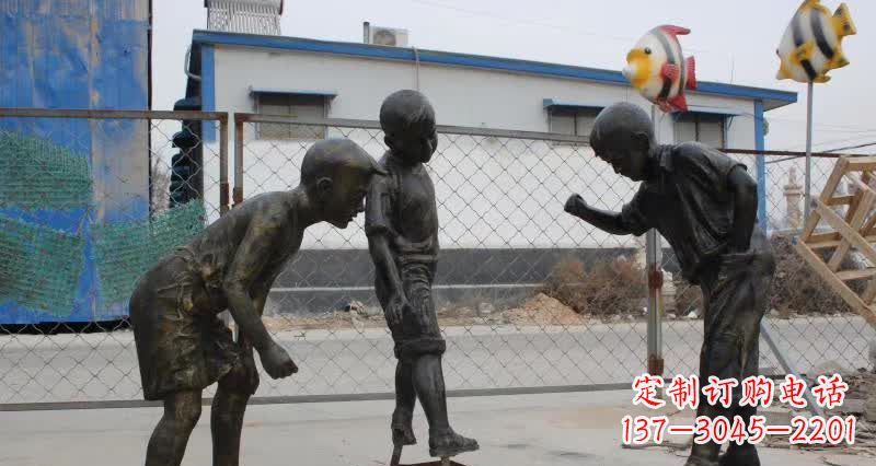 郴州玩陀螺人物铜雕