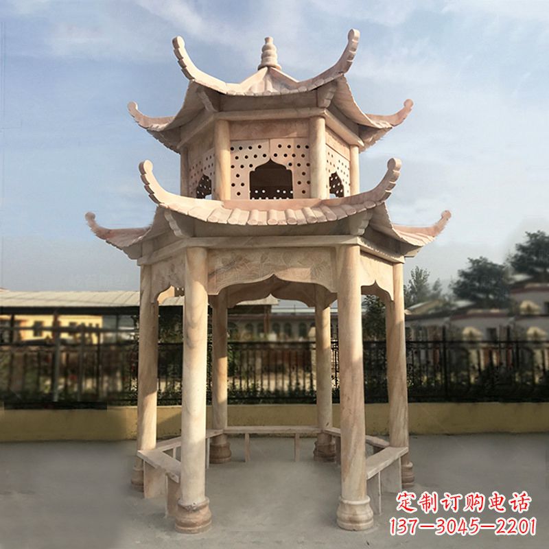 郴州晚霞红大理石凉亭雕塑