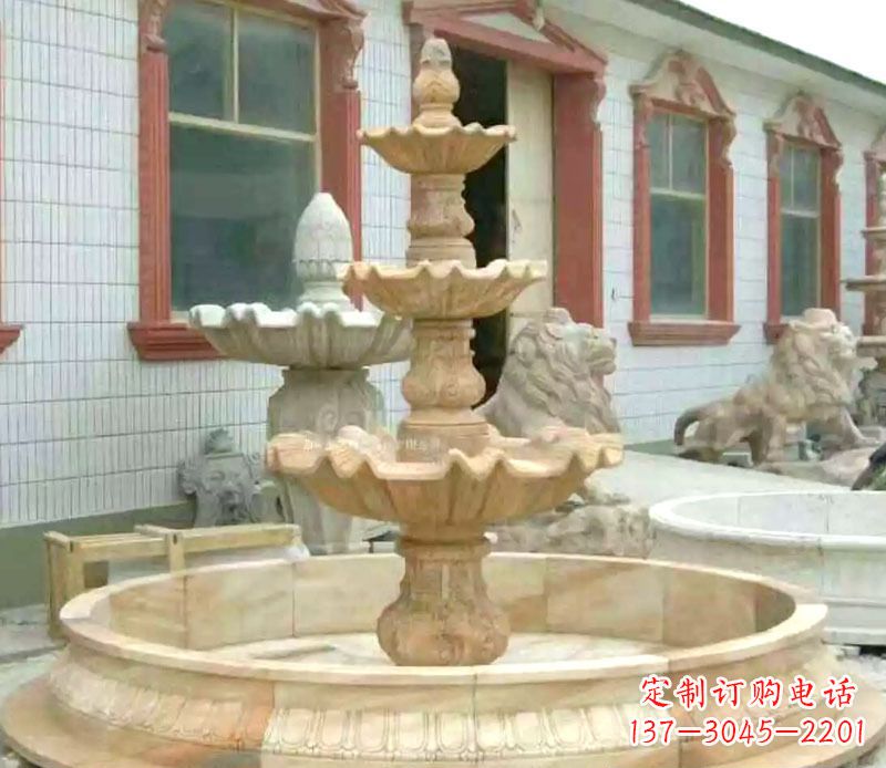 郴州晚霞红大型喷泉石雕 (3)