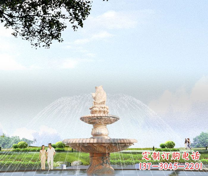 郴州晚霞红多层大型石雕喷泉 (4)
