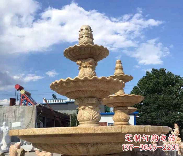 郴州晚霞红多层喷泉石雕