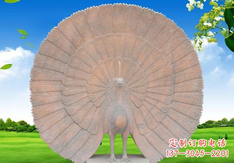 郴州晚霞红开屏孔雀雕塑