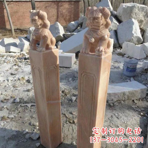 郴州晚霞红狮子拴马桩