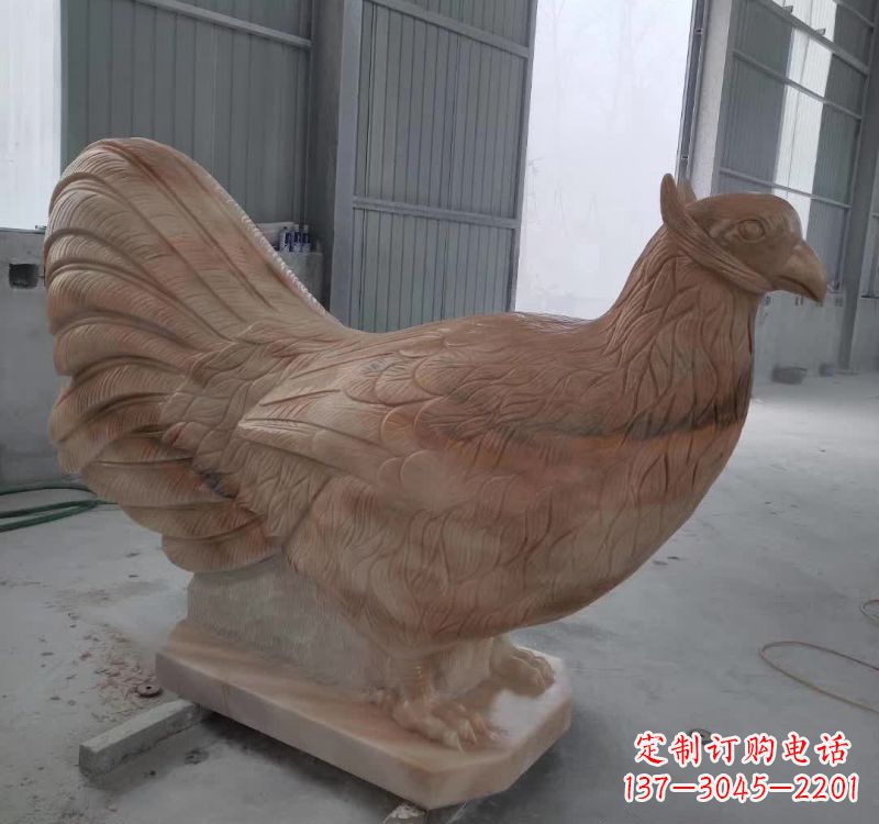 郴州晚霞红石雕母鸡