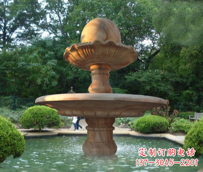 郴州晚霞红双层风水球喷泉公园石雕