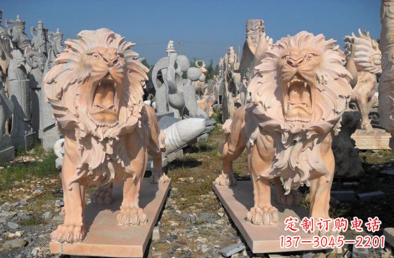 郴州晚霞红西洋狮子雕塑