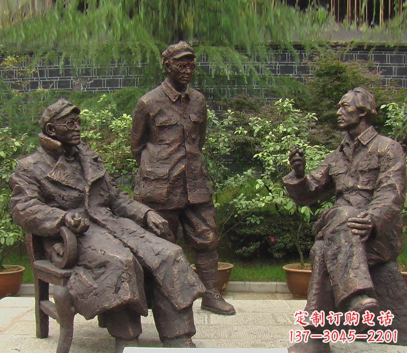 郴州伟人毛泽东刘伯承铜雕