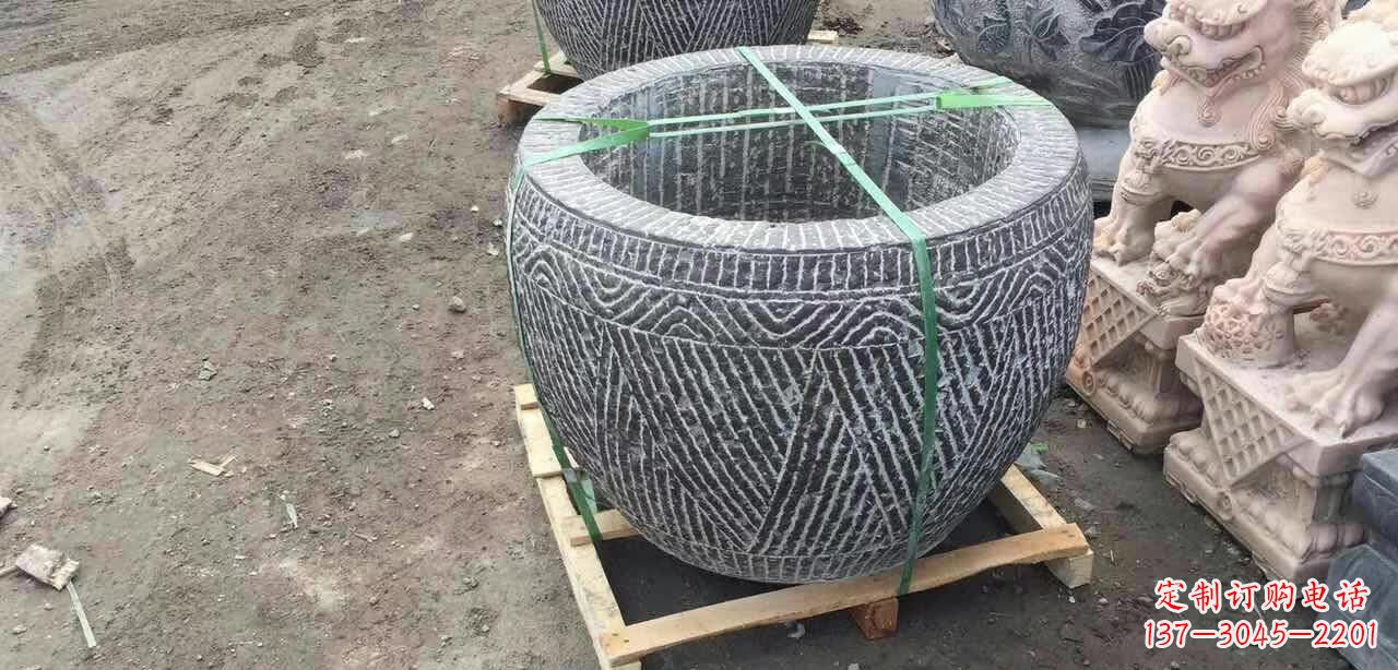 郴州纹理石浮雕水缸