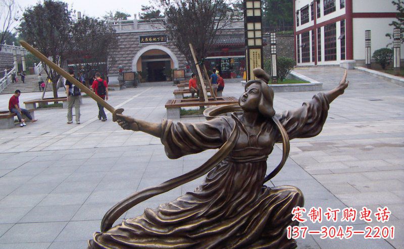 郴州舞剑的古代美女古代人物铜雕