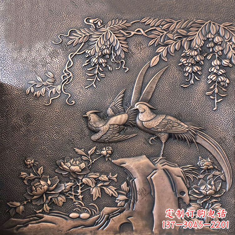 郴州喜鹊紫铜浮雕装饰画