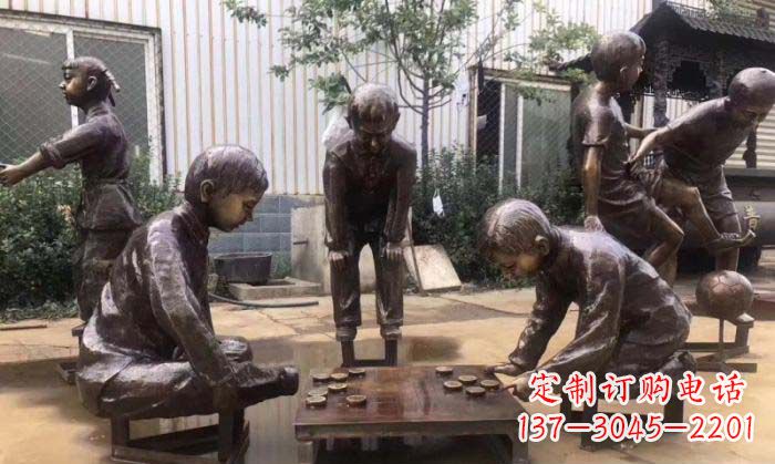 郴州下象棋儿童铜雕 (2)