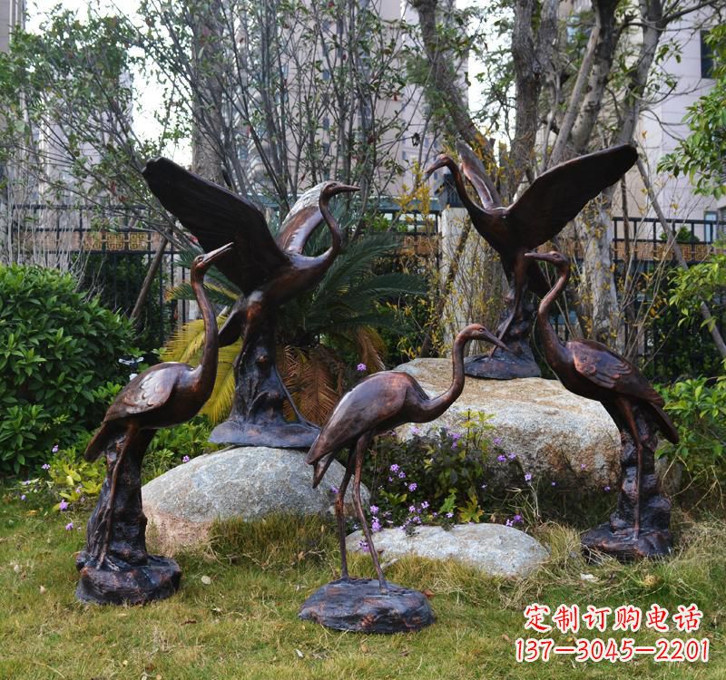 郴州仙鹤铜雕塑 (2)