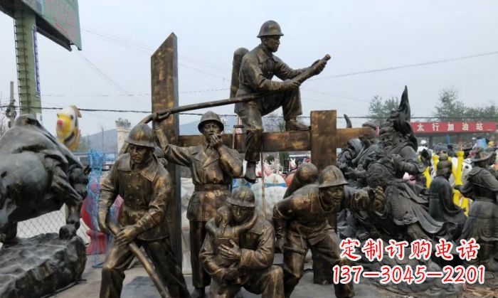 郴州消防战士人物铜雕