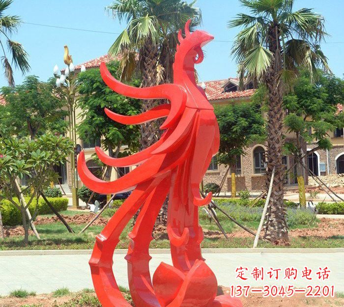 郴州小区抽象不锈钢凤凰雕塑