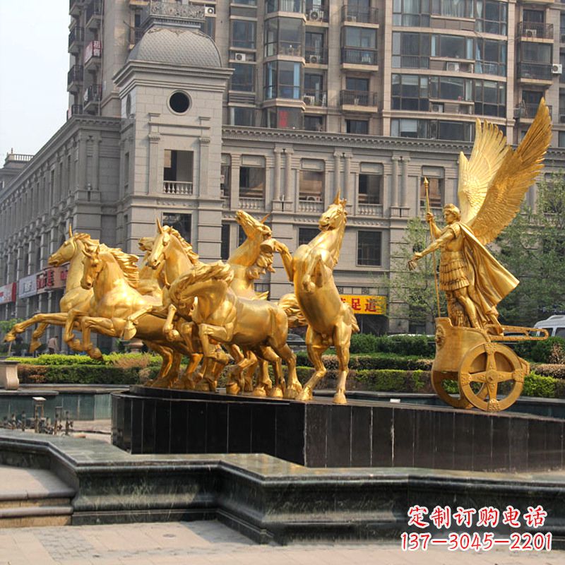 郴州小区大门阿波罗战车鎏金景观铜雕