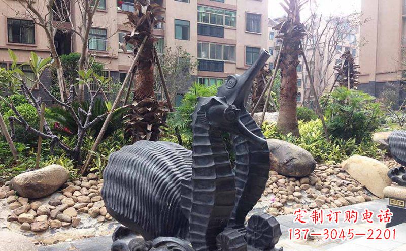 郴州小区海马动物玻璃钢仿铜雕塑