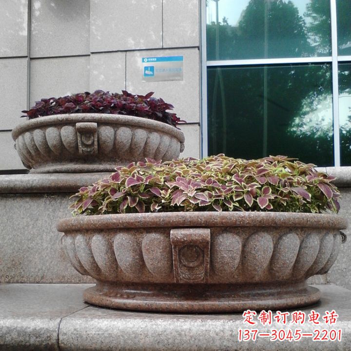 郴州小区花岗岩石雕花盆