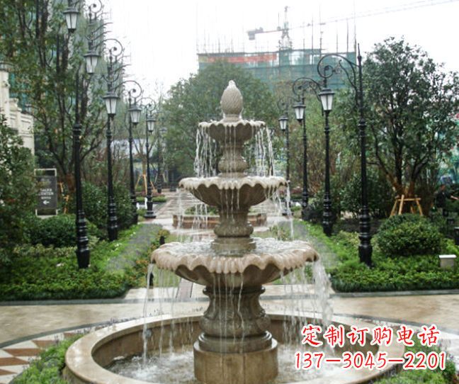 郴州小区景观大理石喷泉石雕 (4)