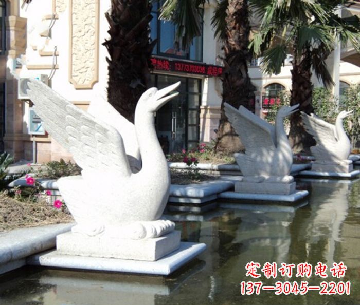 郴州小区景观大理石天鹅喷泉石雕