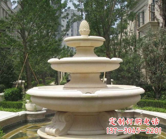 郴州小区景观晚霞红多层喷泉石雕