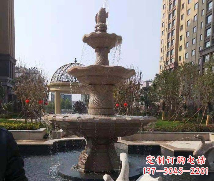 郴州小区景观晚霞红鲤鱼石雕喷泉