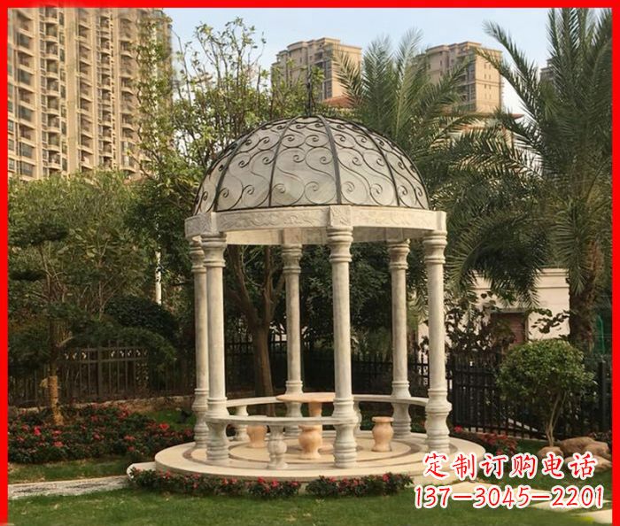 郴州小区欧式圆顶凉亭石雕 (2)