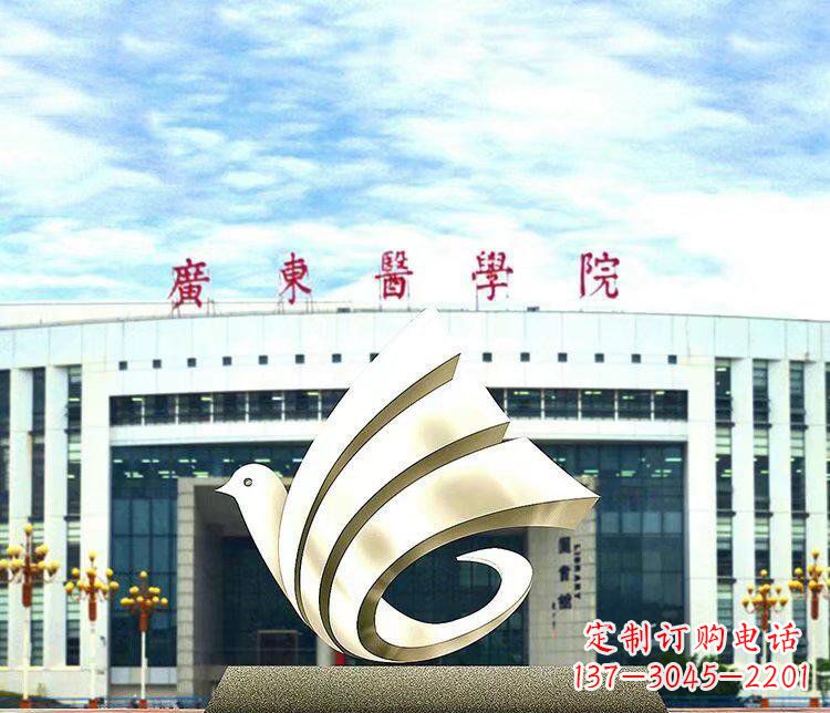 郴州校园不锈钢抽象和平鸽雕塑