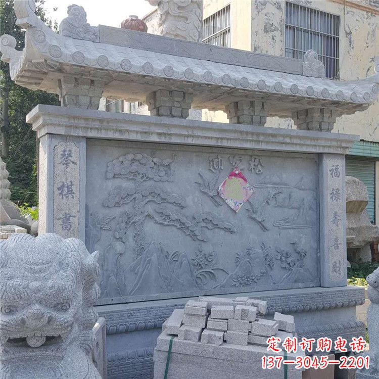 郴州迎客松石雕影壁墙