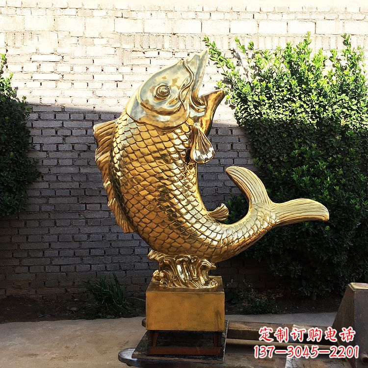 郴州鱼跃景观铜雕-纯铜铸造企业商场动物雕塑摆件