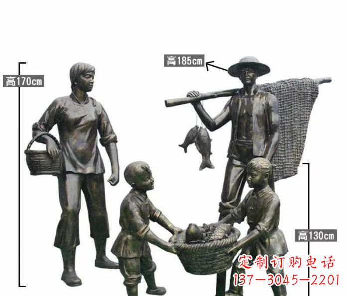 郴州渔夫捕鱼民俗铜雕 (3)