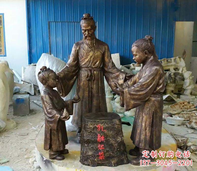 郴州寓言故事孔融让梨人物铜雕