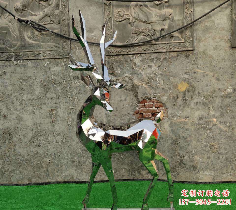 郴州园林不锈钢抽象小鹿雕塑