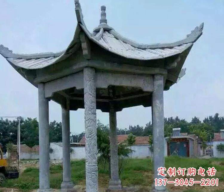 郴州园林仿古六角凉亭景观石雕