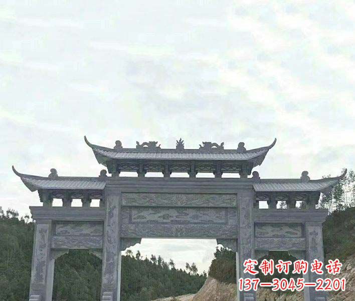 郴州园林仿古三门石牌坊景观石雕
