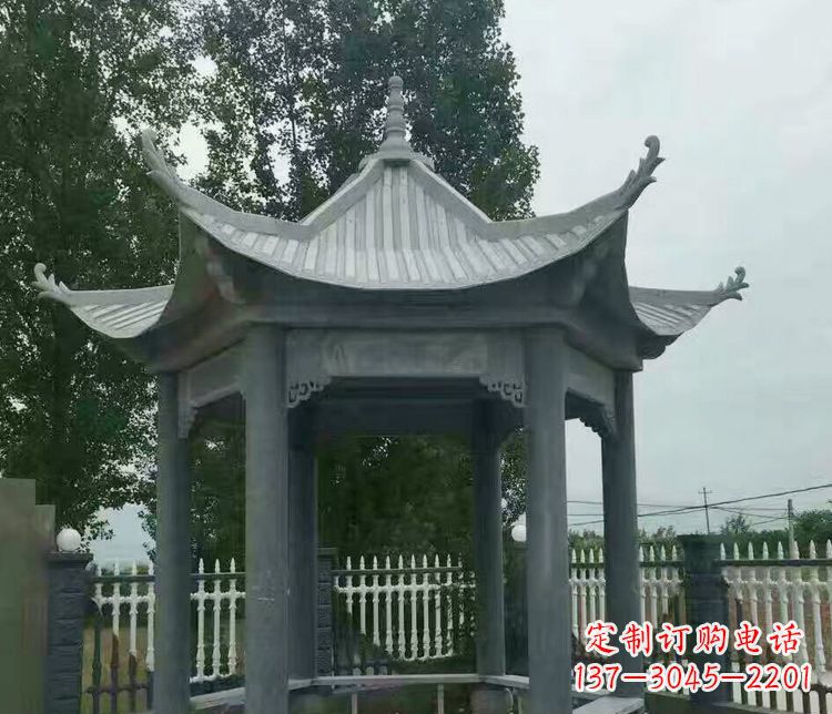 郴州园林仿古石凉亭景观石雕 (2)