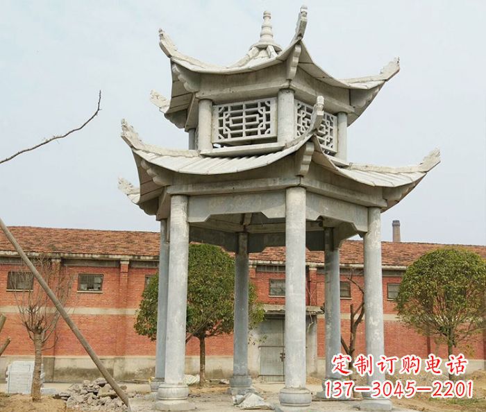 郴州园林仿古双层石雕凉亭 (2)