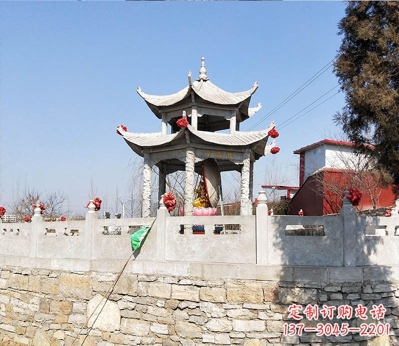 郴州园林仿古双层石凉亭景观石雕 (3)