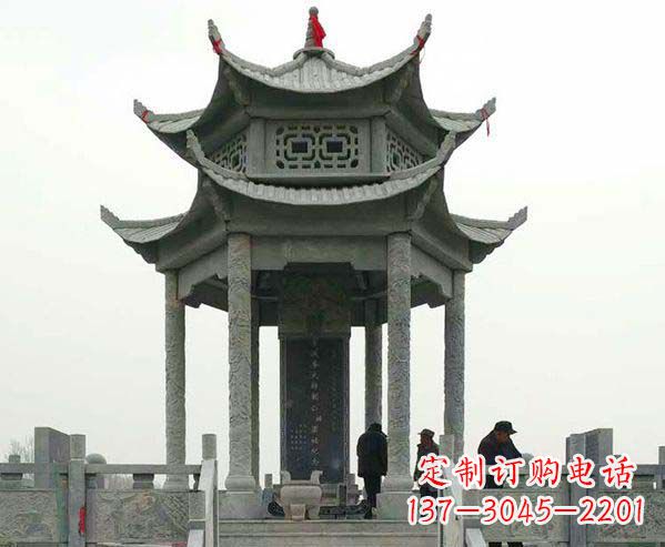 郴州园林仿古双层石凉亭景观石雕