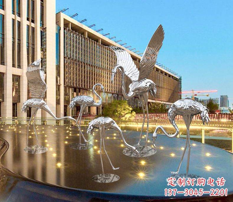 郴州园林火烈鸟不锈钢雕塑