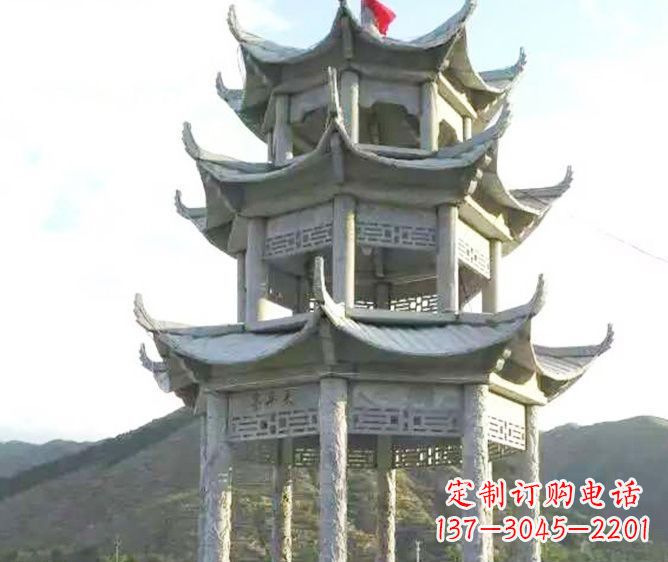 郴州园林景观多层凉亭石雕 (3)